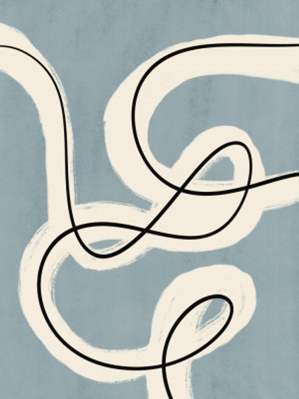 Minimalist line art in blue grey