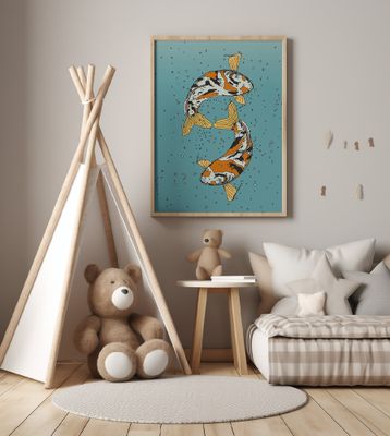 Two koi Fish Swimming in Water