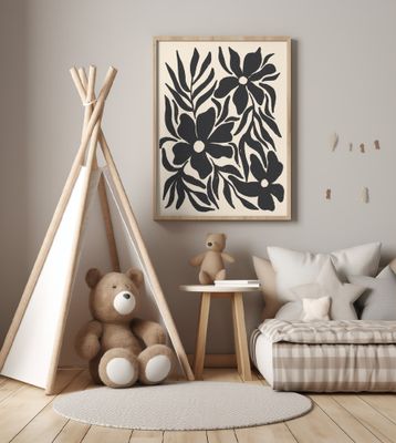 Textured Flowers And Branches Silhouettes