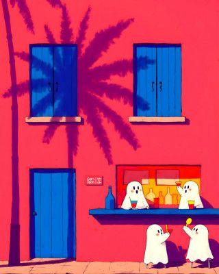 Playful Ghosts At A Bar