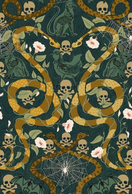 Gothic cottage dark emerald pattern