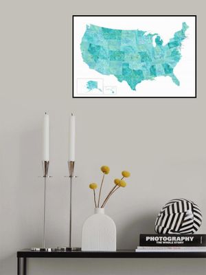 Aquamarine watercolor US map