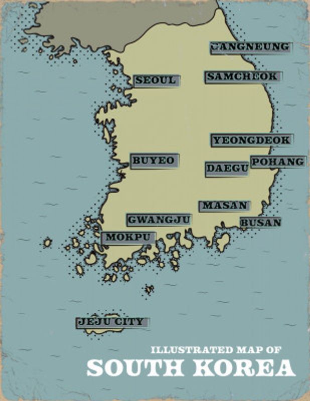 Illustrated Map Of South Korea