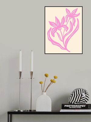 Two Stylized Flowers With Flowing Leaves