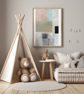 Ethereal Grid Abstract Geometric Layered Art Print