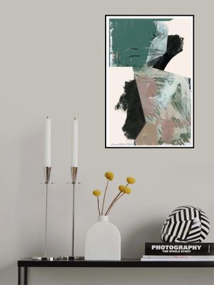 Green Peach Neutral Black Abstract 1