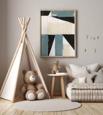 Abstract Blue Shapes No2 Print