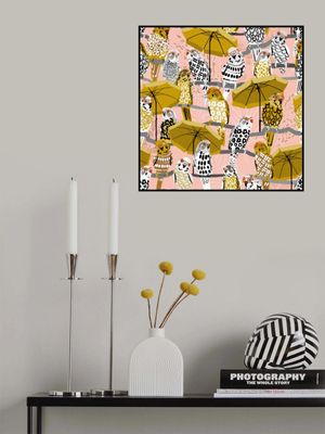 budgie on vacation blush pink pattern