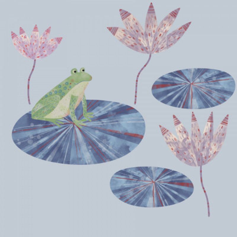 Frog On A Lily Pad Blue