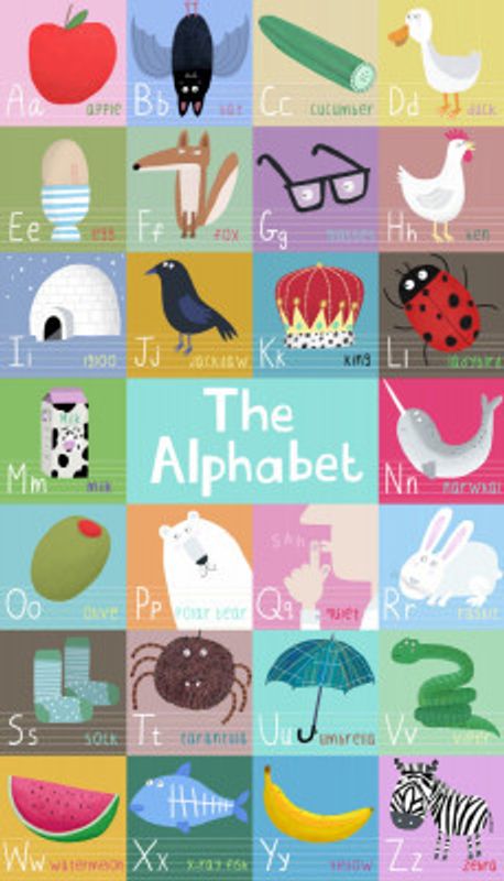 Colorful Alphabet Illustrated Squares