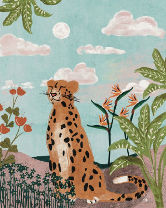 Peaceful Cheetah Under Moon