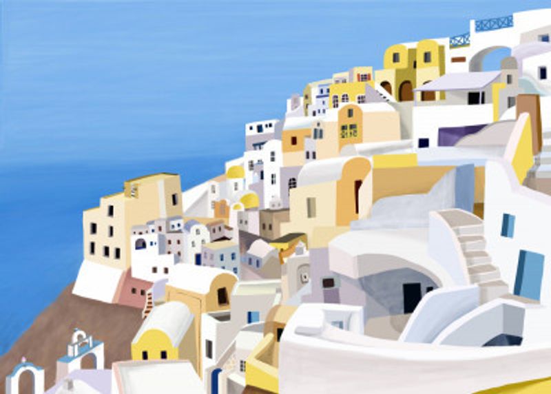 Santorini, Greece Cliff View by Artist Carla Daly