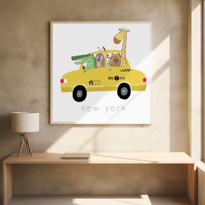 Jungle Animals in a Yellow Taxi in New York by Carla Daly