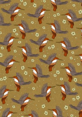 Kingfisher Pattern With Flowers