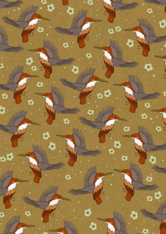 Kingfisher Pattern With Flowers