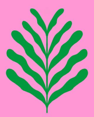 Minimalist Green Abstract Leaf