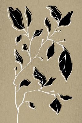 Elegant Black and White Plant Silhouettes