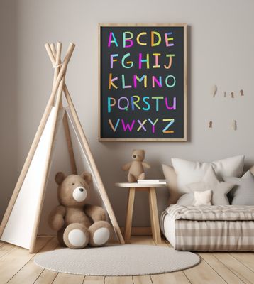 Hand Drawn Alphabet Letters on Black Background by Artist Carla Daly