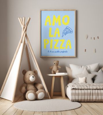 Amo la pizza - blue/yellow