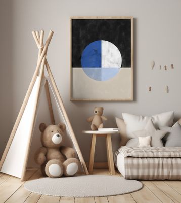 Isected Circle with Blue and White Quadrants