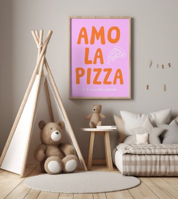 Amo la pizza - pink/orange