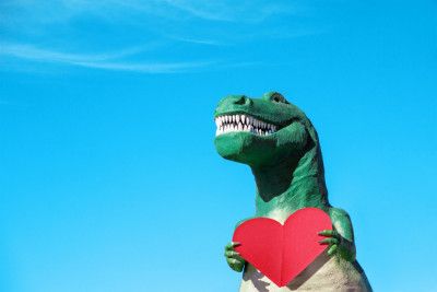 Tyrannosaurus Rex with a Red Paper Heart