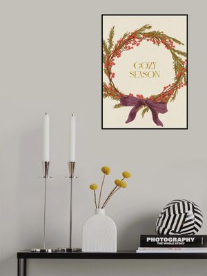 Cozy Season. Christmas wreath with bow