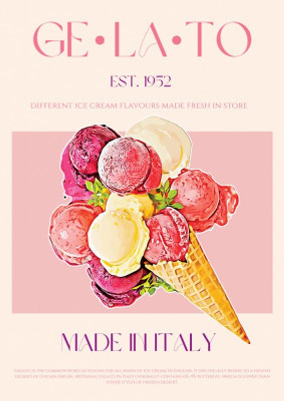 Vintage Style Gelato Poster