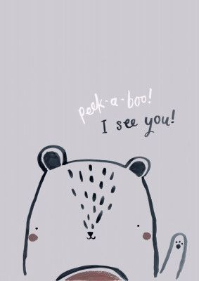Peak a Boo woodland Bear - Simple Boho Kids &amp; baby nursery
