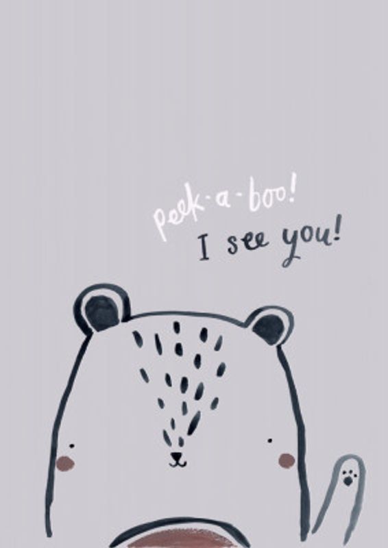 Peak a Boo woodland Bear - Simple Boho Kids &amp; baby nursery