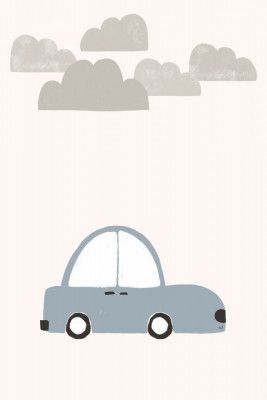 Simple Blue Car Under Gray Clouds