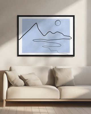 Line Sketch Of Mountains And Sun