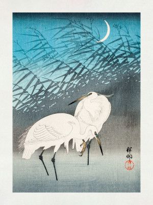 Egrets and Reeds In Moonlight (1926)