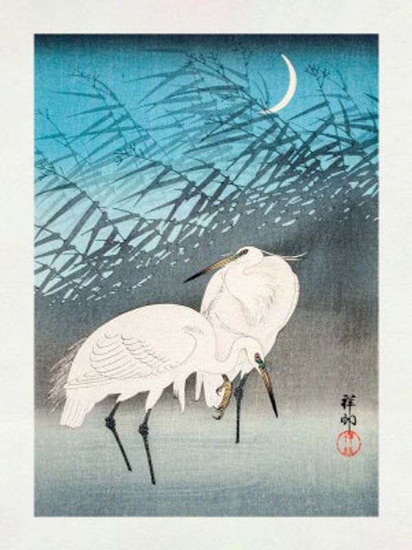 Egrets and Reeds In Moonlight (1926)