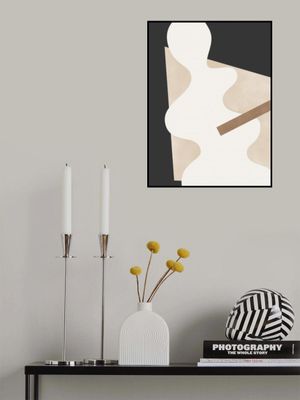 Beige Graphic Curves Art