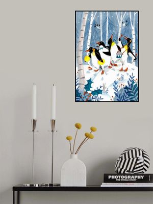 Penguins make music in the forest Christmas