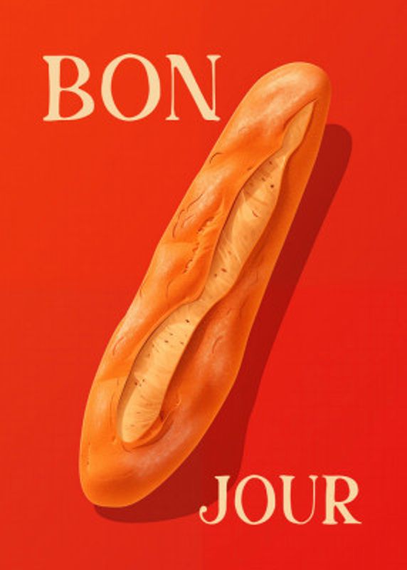 Baguette On A Red Background