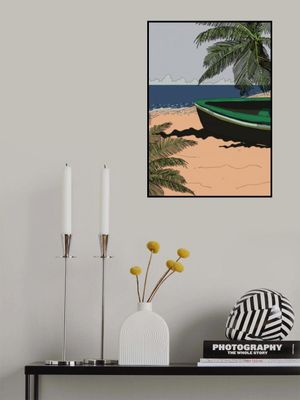 Serene Beach Scene with a Green Boat