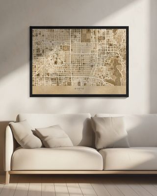 Sepia map of Kyoto