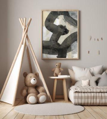 Abstract Hammered Black Neutral 1