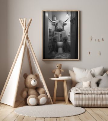 Highland Cow In the Toilet