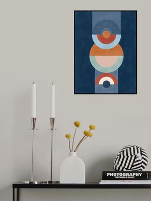 Concentric Circles And Semi-Circles In Blue