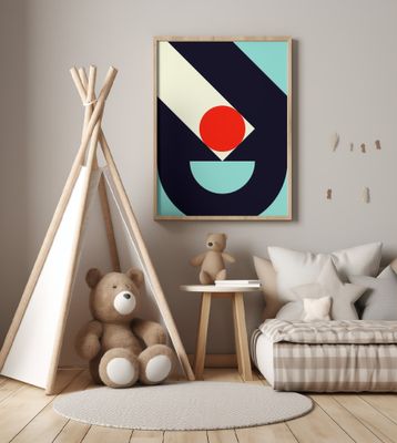 Geometric Shapes with a Bold Red Circle