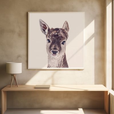 Young Deer With Snowflakes