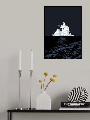 Crescent Moon Over the Ocean