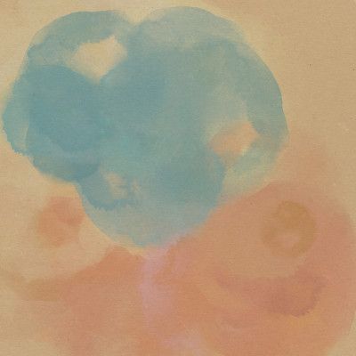 Peach &amp; Blue Harmony – Abstract Watercolor Shapes