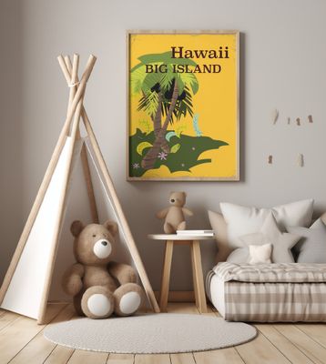 Hawaii Big Island Vintage Travel Poster