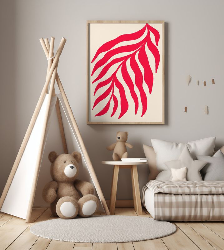 Red Silhouette Textured Branch