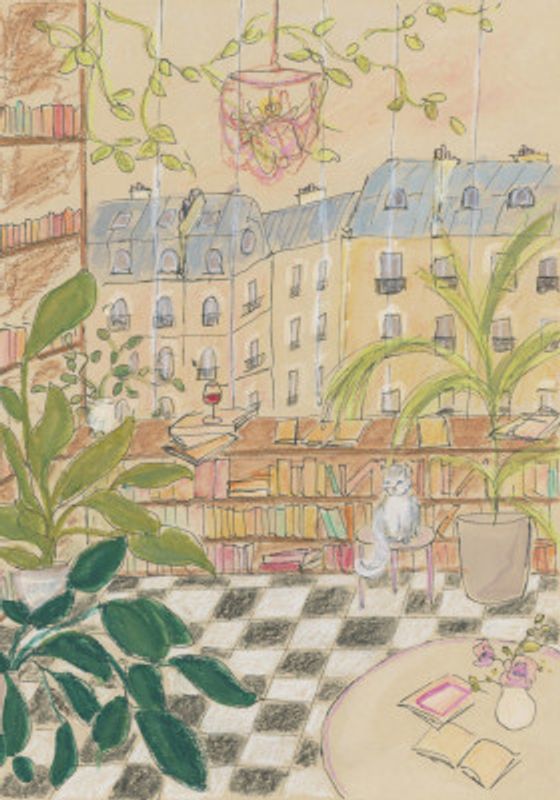 Antique Parisian Book Store Cat