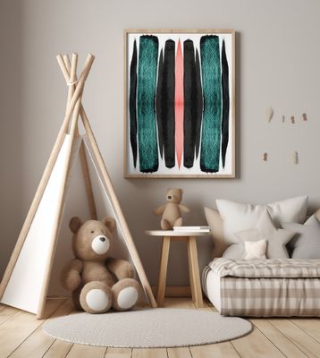 Turquoise And Black Vertical Stripes